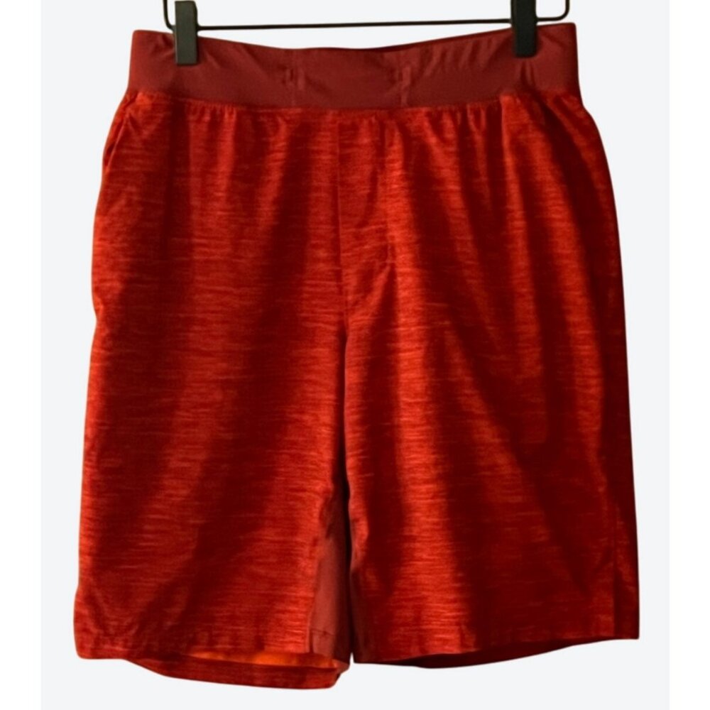 Lululemon Men's Small Lined Heathered Red Drawstring Active Shorts 28" x 9"